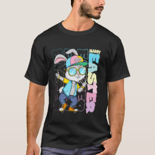 子供のためのクールなイースター・バニー・ダンシング・レトロ・ハッピーイースター Tシャツ