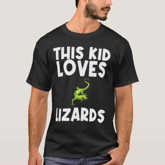 子供のためのクールなトカゲ 少年 少女 ヤモリ 緑の爬虫類 A Tシャツ (正面)