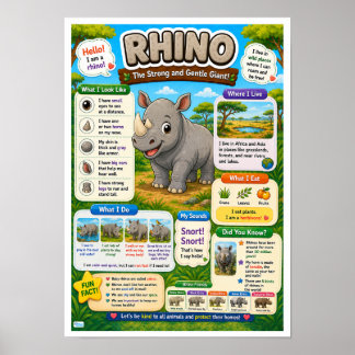 子供のためのサイの面白い事実 ポスター