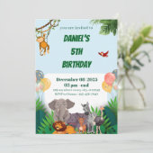 子供のためのサファリジャングル動物の誕生日招待状 招待状 (スタンド正面)