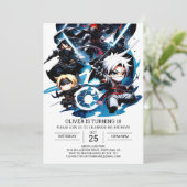 子供のためのサプライズ忍者誕生日 招待状 (スタンド正面)