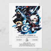 子供のためのサプライズ忍者誕生日 招待状 (正面/裏面)