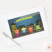 子供のためのスカイライン・スーパーヒーロー誕生日パーティー 長方形シール (封筒)