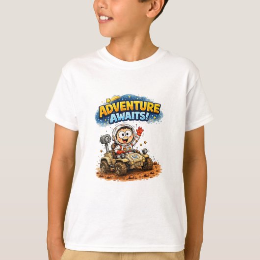 子供のためのスペースエクスプローラーTシャツデザイン Tシャツ (正面)