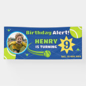 子供のためのスポーティブルーのテニスの誕生日バナー 横断幕 (横)