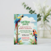 子供のためのトロピカルジャングル誕生日パーティー招待状 ポストカード (スタンド正面)