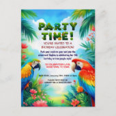 子供のためのトロピカルジャングル誕生日パーティー招待状 ポストカード (正面)