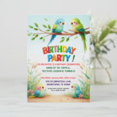 子供のためのトロピカルジャングル誕生日パーティー招待状 招待状 (スタンド正面)