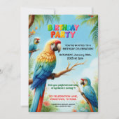 子供のためのトロピカルジャングル誕生日パーティー招待状 招待状 (正面)
