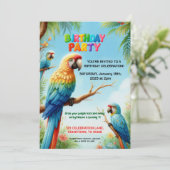 子供のためのトロピカルジャングル誕生日パーティー招待状 招待状 (スタンド正面)
