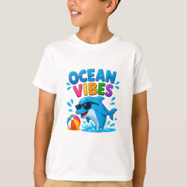 🐬 子供のためのトロピカルドルフィンの夏のグラフィック 🌊 Tシャツ