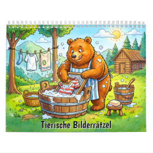 子供のためのドイツの動物の名前を使ったなぞなぞイラスト カレンダー