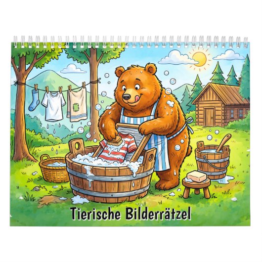 子供のためのドイツの動物の名前を使ったなぞなぞイラスト カレンダー (カバー)
