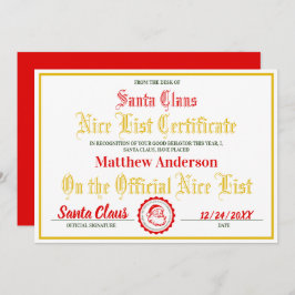 子供のためのナイスリスト認定書 | クリスマスプレゼント シーズンカード