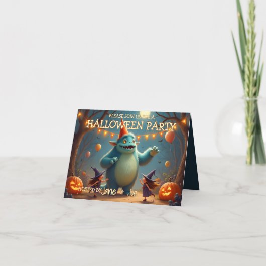 子供のためのハッピー・モンスター・ハロウィンパーティー カード (正面)