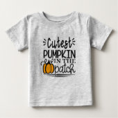 子供のためのパッチのハロウィーンコスチュームで最もキュートカボチャ ベビーTシャツ (正面)