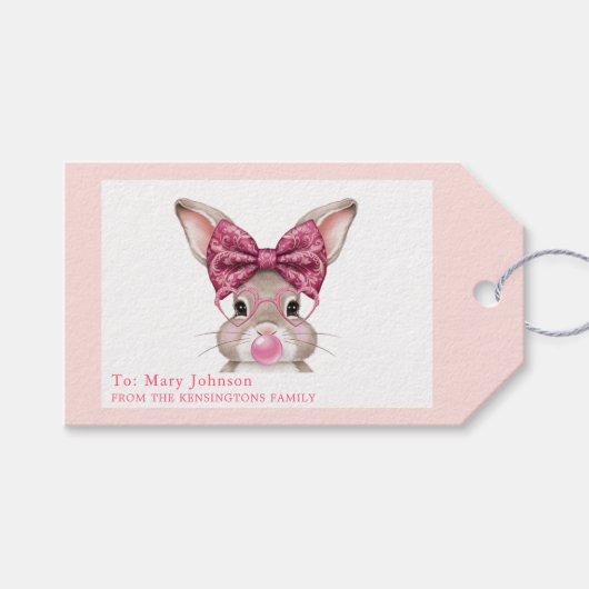 子供のためのパーソナライズされたイースターうさぎのギフトタグ ギフトタグ (正面(横))