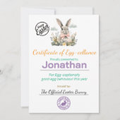 子供のためのパーソナライズされたイースター・エッグセレンス証明書 招待状 (正面)