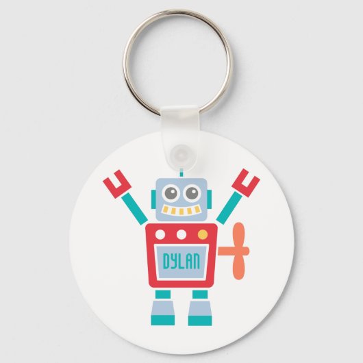 子供のためのビンテージかわいいロボットおもちゃ キーホルダー (正面)