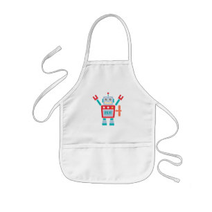 子供のためのビンテージかわいいロボットおもちゃ 子供用エプロン
