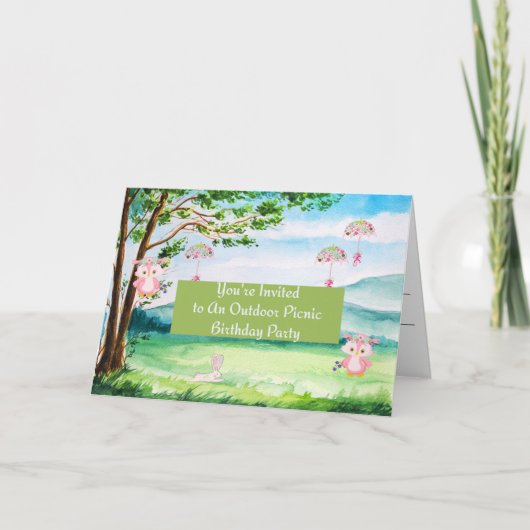 子供のためのピクニックバースデーパーティー招待状 招待状 (正面)