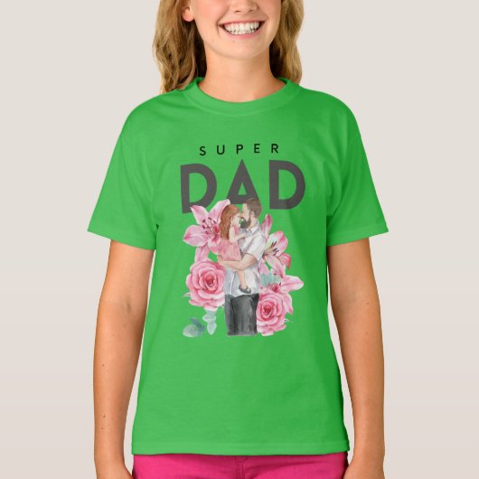 子供のためのフローラルファーザーズデイシャツ Tシャツ (正面)