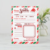 子供のためのミニマリストサンタへのクリスマスお願いの手紙 招待状 (スタンド正面)