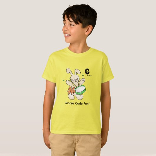 子供のためのモールス信号のカートゥーン! 文字"G" Tシャツ (正面フル)