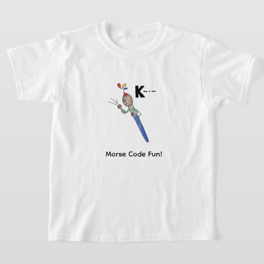 子供のためのモールス信号のカートゥーン！ 文字"K" Tシャツ (レイダウン)