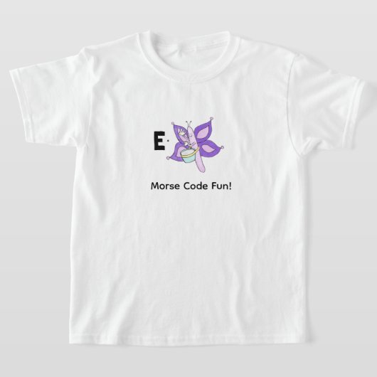 子供のためのモールス信号のカートゥーン! 文字E Tシャツ (レイダウン)