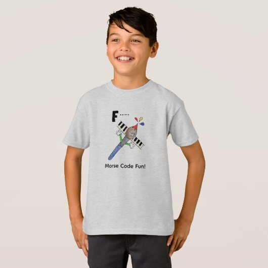 子供のためのモールス信号！ 文字"F" Tシャツ (正面フル)