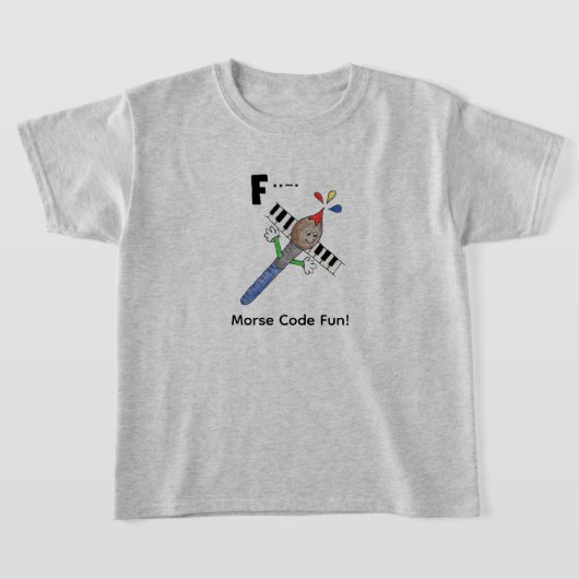 子供のためのモールス信号! 文字"F" Tシャツ (レイダウン)