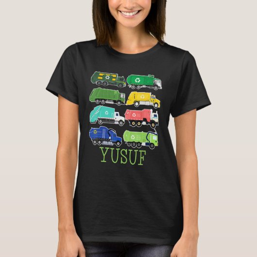 子供のためのユスフごみ収集車 環境保護活動家 おもちゃのトラック Tシャツ (正面)