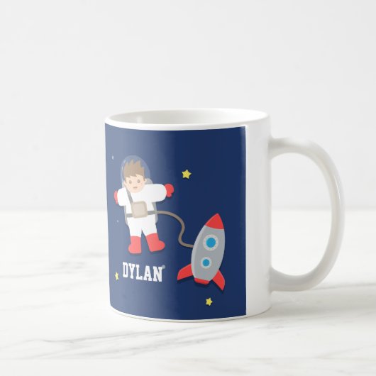 子供のためのロケット宇宙船と小さな宇宙飛行士 コーヒーマグカップ (右)