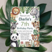 子供のための動物のジャングル誕生日パーティー 招待状