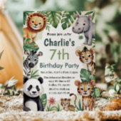 子供のための動物のジャングル誕生日パーティー 招待状