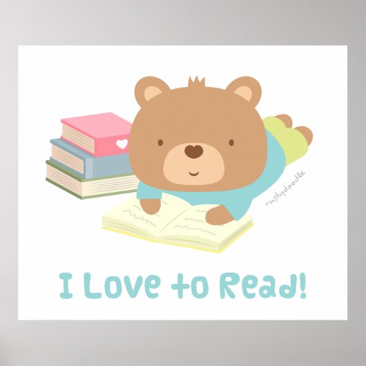 子供のための可愛いテディベアは読書が大好き ポスター (正面)