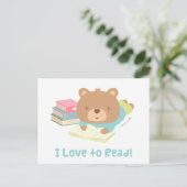 子供のための可愛いテディベアは読書が大好き ポストカード (スタンド正面)
