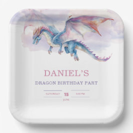 子供のための可愛いファンタジードラゴン誕生日パーティー ペーパープレート