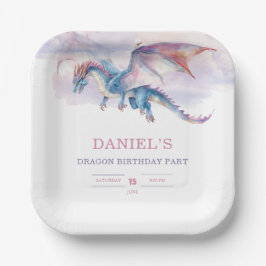 子供のための可愛いファンタジードラゴン誕生日パーティー ペーパープレート