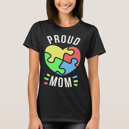 子供のための啓発活動を行うお母さんのための自閉症ママ Tシャツ (正面)