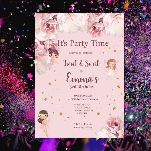 子供のための妖精をテーマにしたパーティーの招待状 招待状