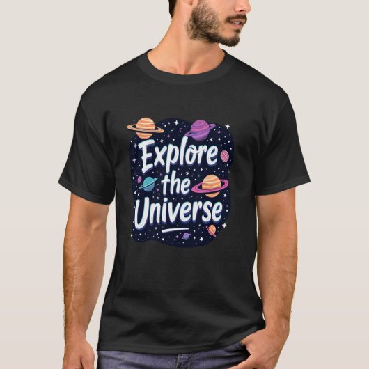 子供のための宇宙とロケットの科学 楽しいSTEM宇宙E Tシャツ (正面)
