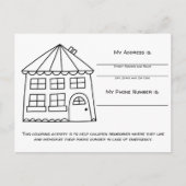 子供のための家の記憶緊急情報アクティビティカード ポストカード (正面)