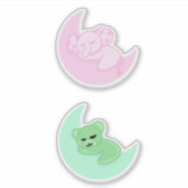 子供のための寝るクマと象のステッカーセット シール (正面)
