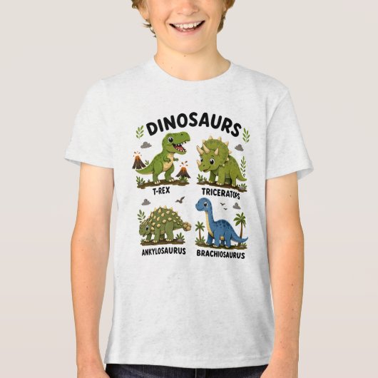 子供のための恐竜種学習 トライブレンドTシャツ (正面)