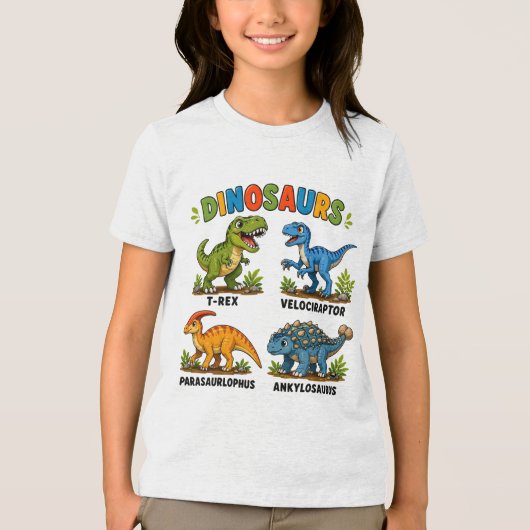 子供のための恐竜種学習 トライブレンドＴシャツ (正面)
