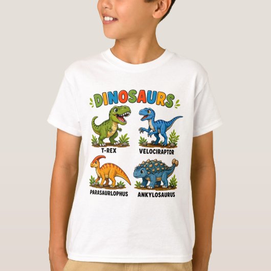 子供のための恐竜種学習 Tシャツ (正面)