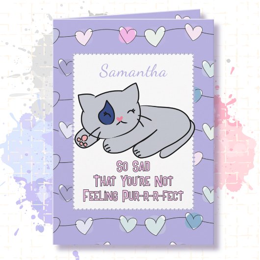 子供のための悲しい甘い猫のイラストで元気になってね カード