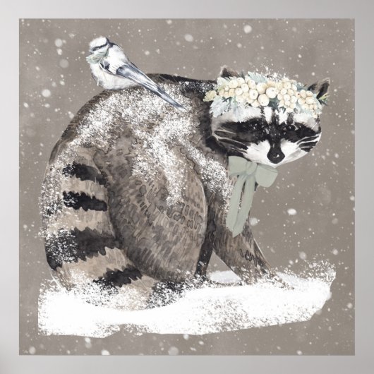 子供のための愛らしい水彩の森の動物アート ポスター (正面)